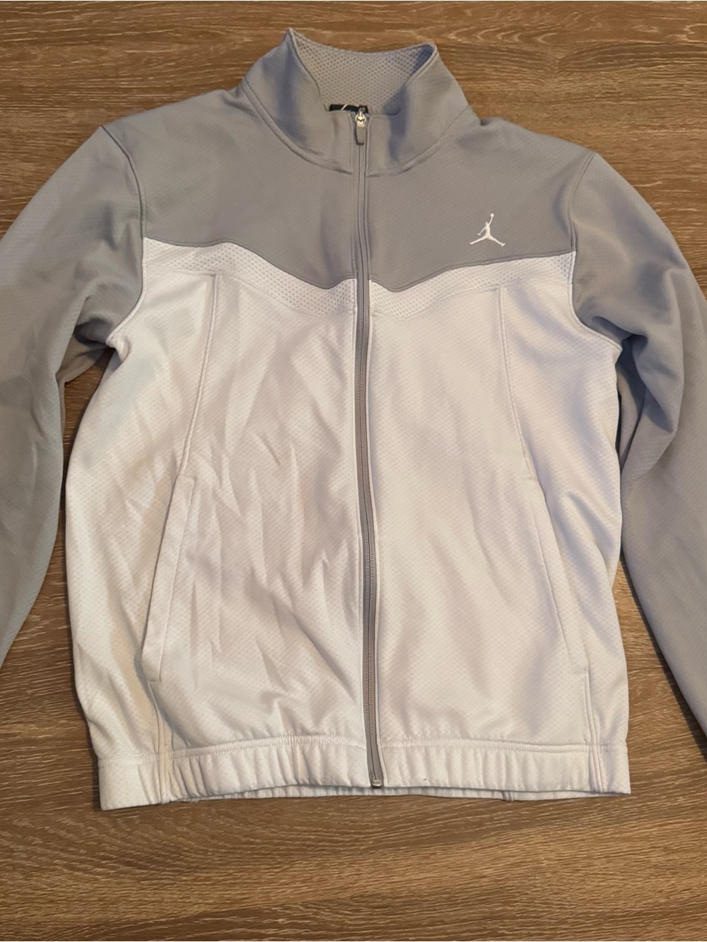 Jordan Men’s Light Gray and White Performance Zip Jacket
